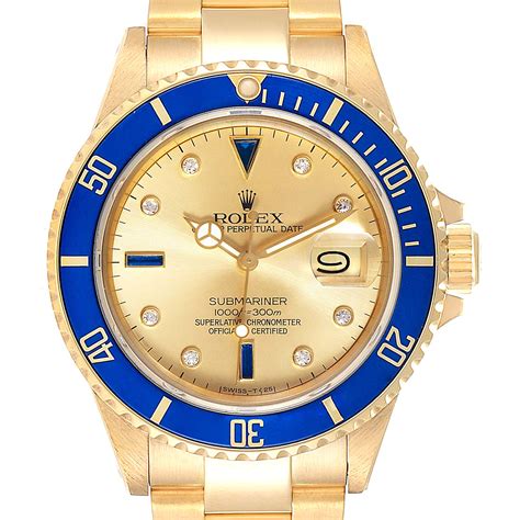 rolex submariner stainless steel yellow gold watch diamond dial|rolex submariner blue bezel price.